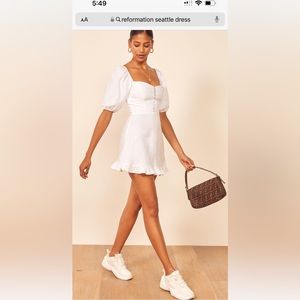 Reformation Linen Mini Puff Sleeve Dress